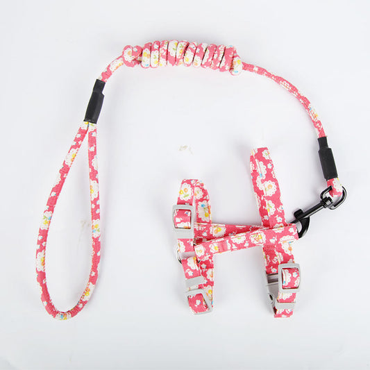 Cotton Cat Harness & Leash Set - Floral Patterns for Safe Outdoor Adventures-0